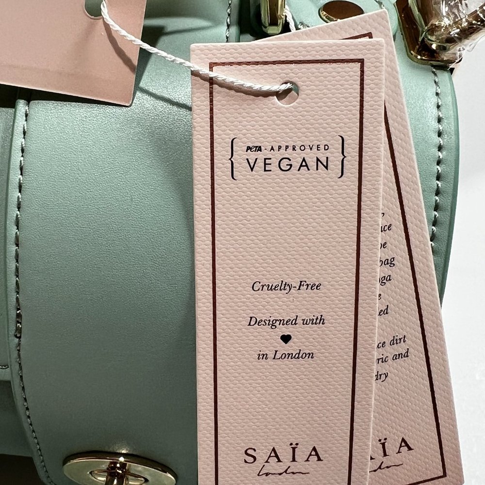 Saia London The Emmeline Yoga Mat Bag Teal New Vegan Faux Leather Shoulder Strap - Picture 15 of 16